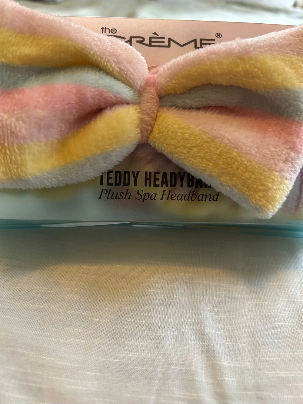 The Crème Shop Plush Teddy Headband - Pastel Rainbow New